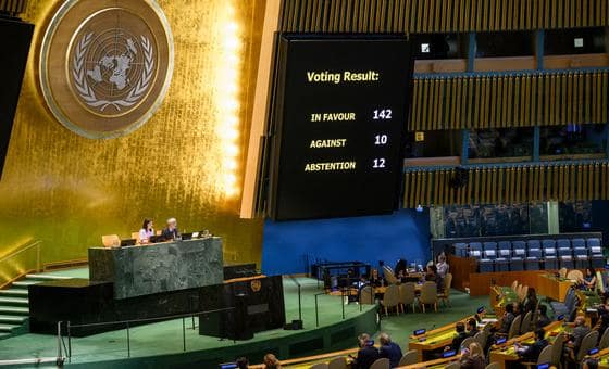 الجمعية العامة تعتمد قرارا يقر إعلان نيويورك بشأن تسوية قضية فلسطين وحل الدولتين
